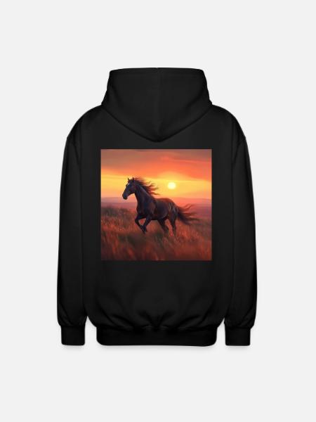 Pferd - Unisex Kapuzenjacke - Schwarz