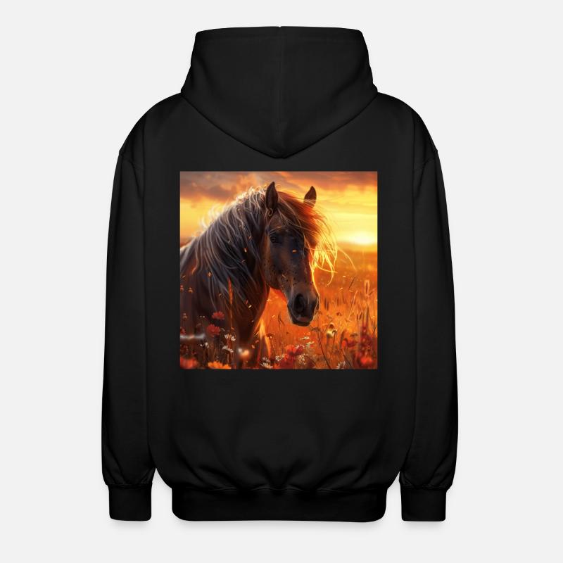 Horse - Unisex Hooded Jacket - black
