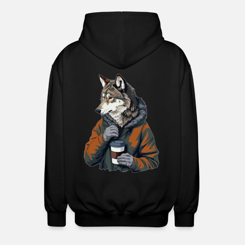 Wolf - Unisex Kapuzenjacke - Schwarz