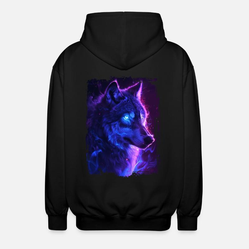 Wolf - Unisex Hooded Jacket - black