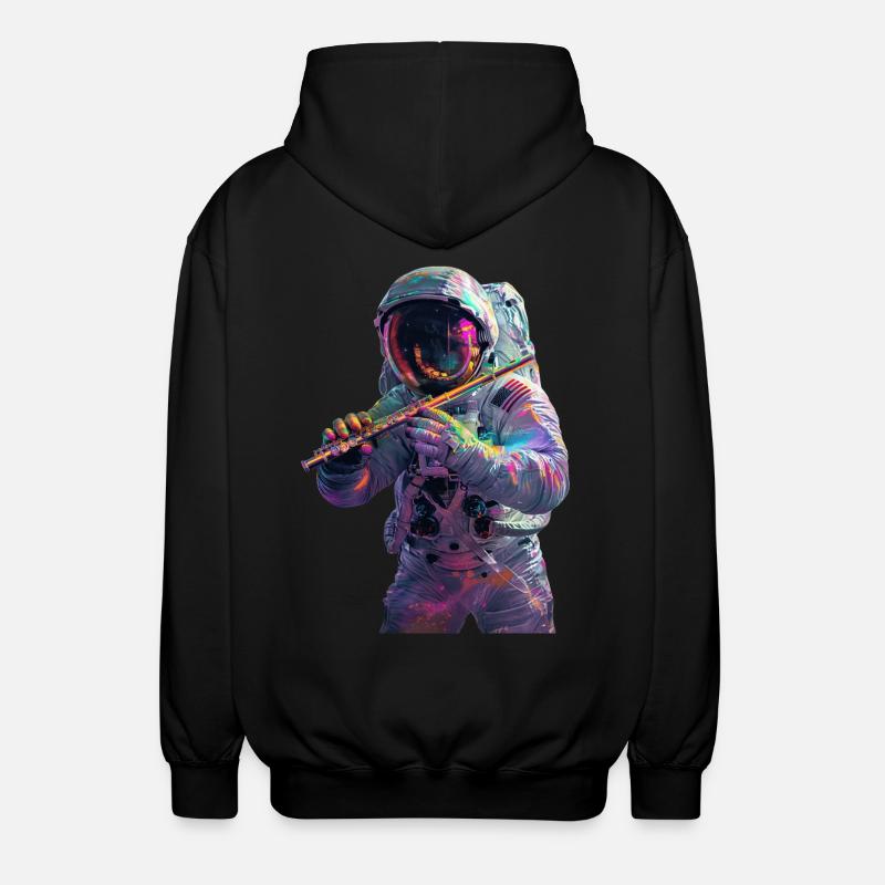 Astronaut Querflöte - Unisex Kapuzenjacke - Schwarz