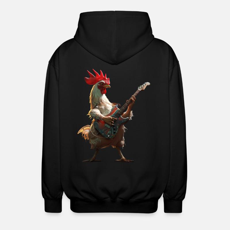 Rooster Guitar - Unisex Hooded Jacket - black