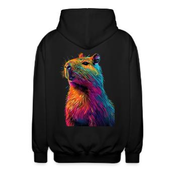 Wasserschwein - Unisex Kapuzenjacke - Schwarz - Hinten - AI Model Male 185 light (185cm)