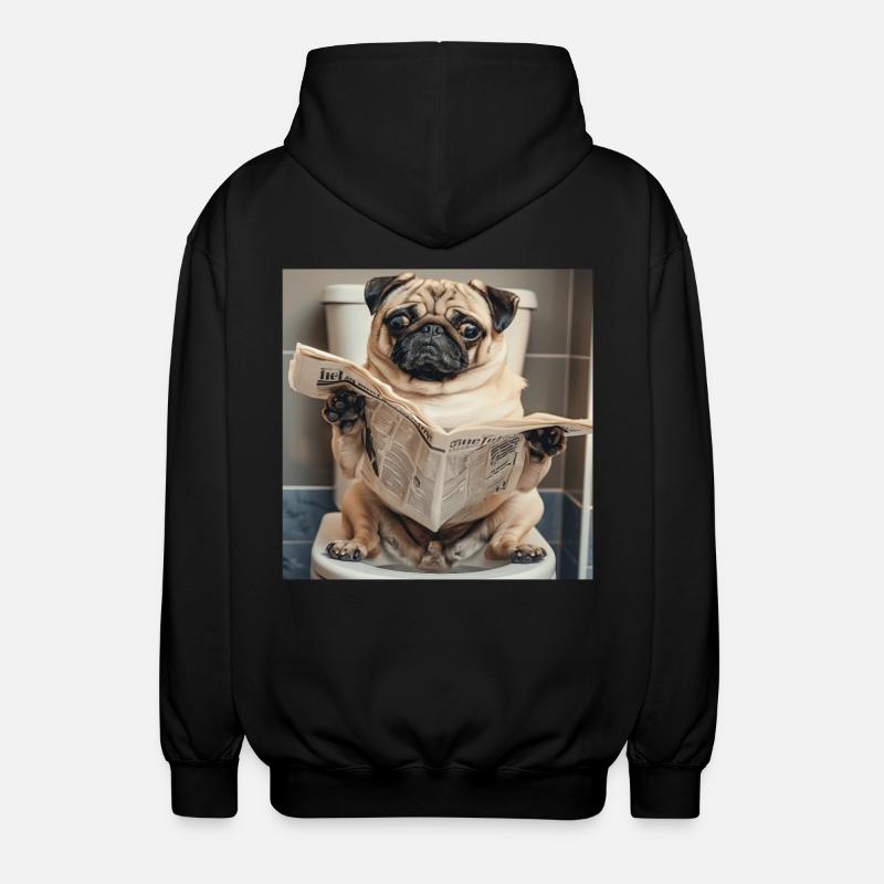 Mops - Unisex Kapuzenjacke - Schwarz