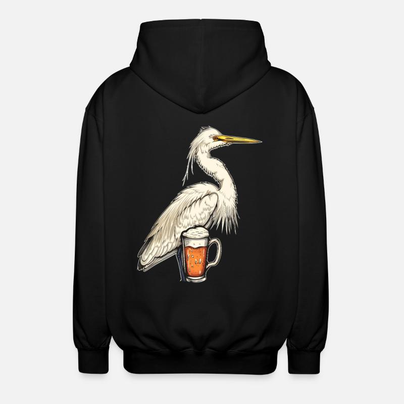 Reiher Vogel Bier - Unisex Kapuzenjacke - Schwarz