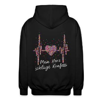 Herzschlag, Kölner Dom, Herz, Karneval - Unisex Kapuzenjacke - Schwarz - Hinten - AI Model Male 185 light (185cm)