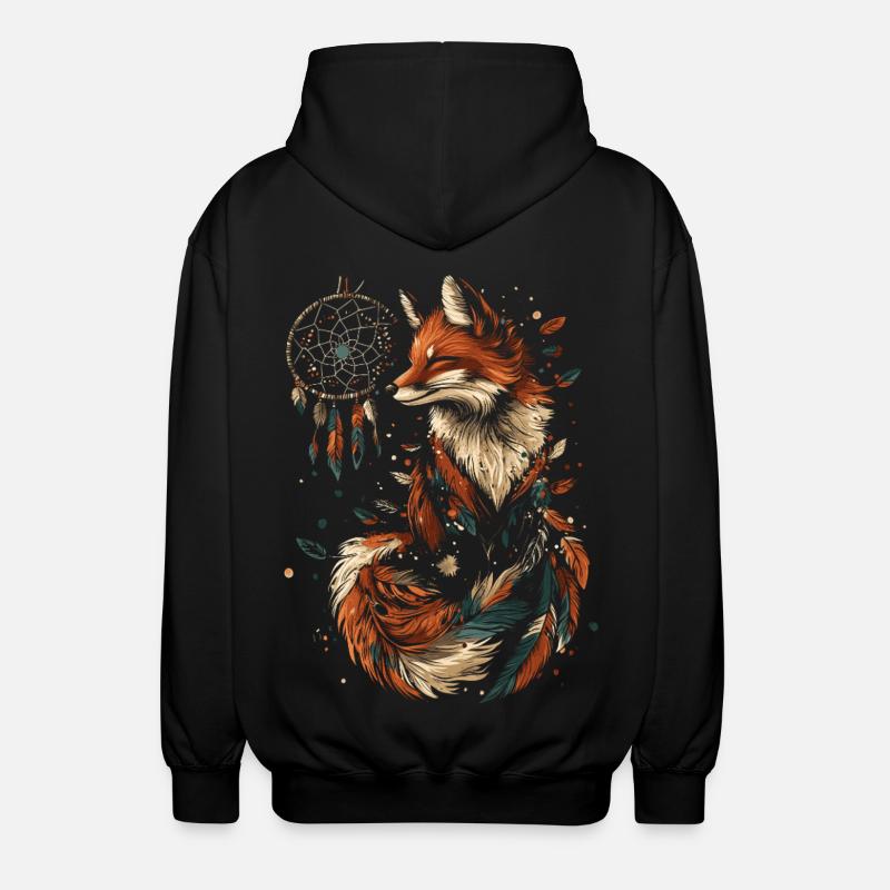 Fuchs Traumfänger - Unisex Kapuzenjacke - Schwarz