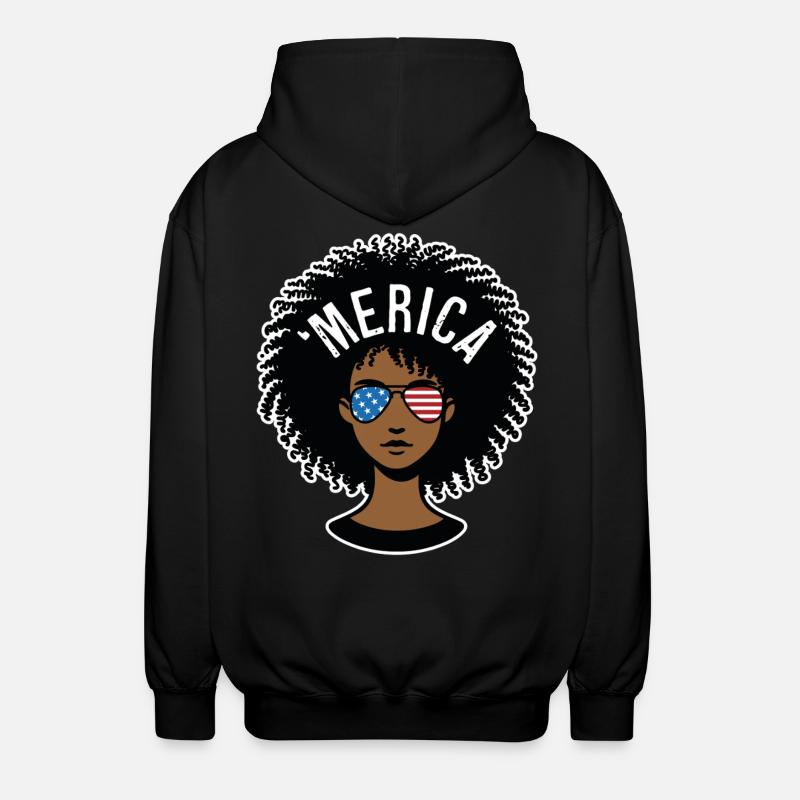 "merica Afro - Unisex Kapuzenjacke - Schwarz