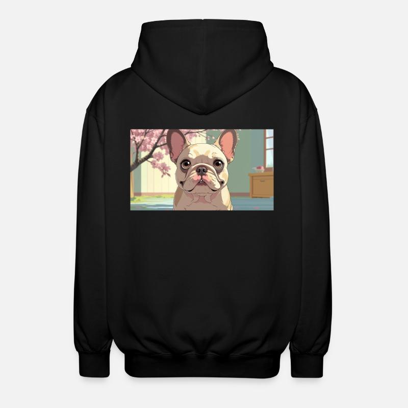 Bouledogue mignon dans un style animé - Veste à capuche unisexe - noir