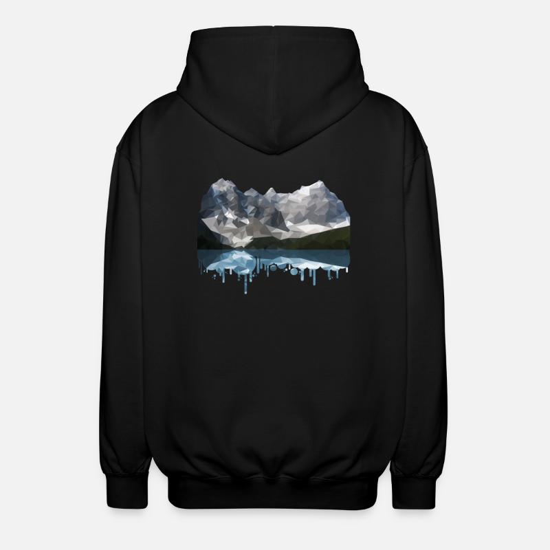 Mountains Low Poly - Unisex Hooded Jacket - black