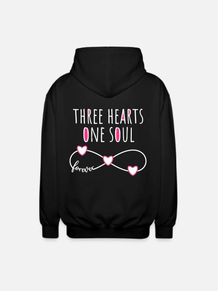 3 hearts soul Infinity forever for three friends - Unisex Hooded Jacket - black