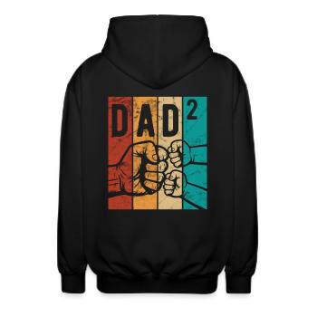 Dad 2 - Papa von zwei Kindern - Team - Familie - Unisex Kapuzenjacke - Schwarz - Hinten - AI Model Male 185 light (185cm)