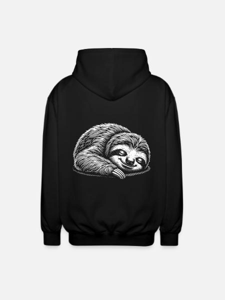 Funny sloth getting calm - Unisex Hooded Jacket - black