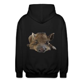 Warzenschwein - Unisex Kapuzenjacke - Schwarz - Hinten - AI Model Male 185 light (185cm)