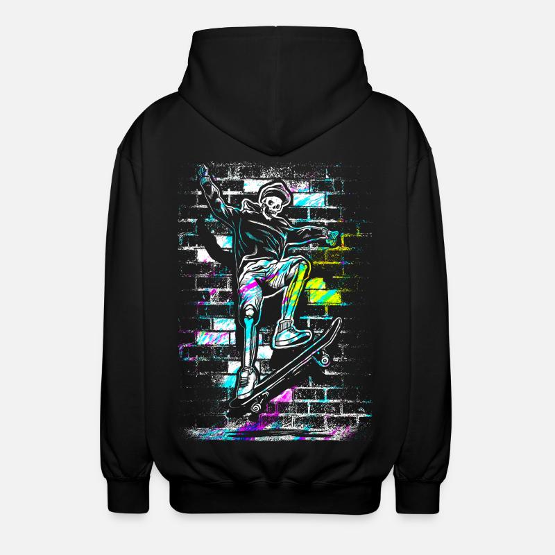 Skate - Skateboard - Crâne de Skater - Veste à capuche unisexe - noir