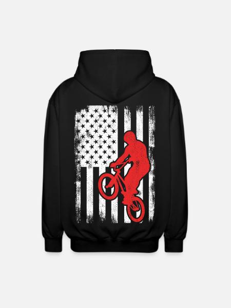 BMX USA Flag - Unisex Hooded Jacket - black