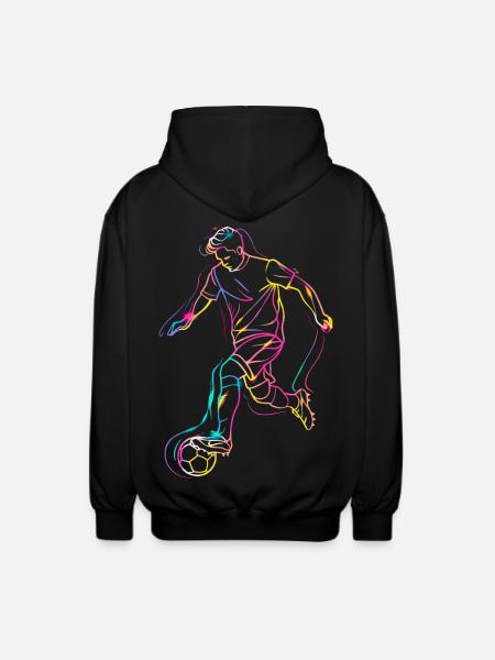 Soccer Player Line Art - Unisex Hooded Jacket - black