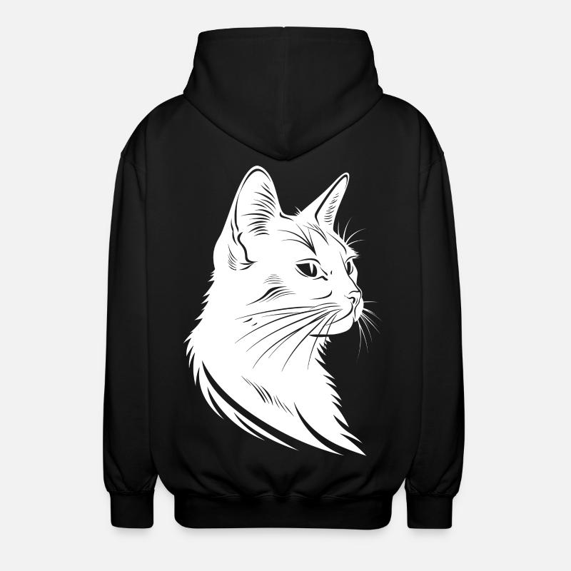 Katze Skizze - Unisex Kapuzenjacke - Schwarz