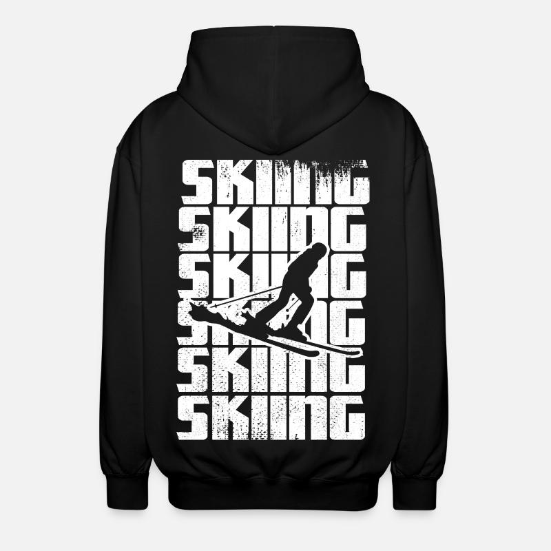 Lustiger Skifahrer - Unisex Kapuzenjacke - Schwarz