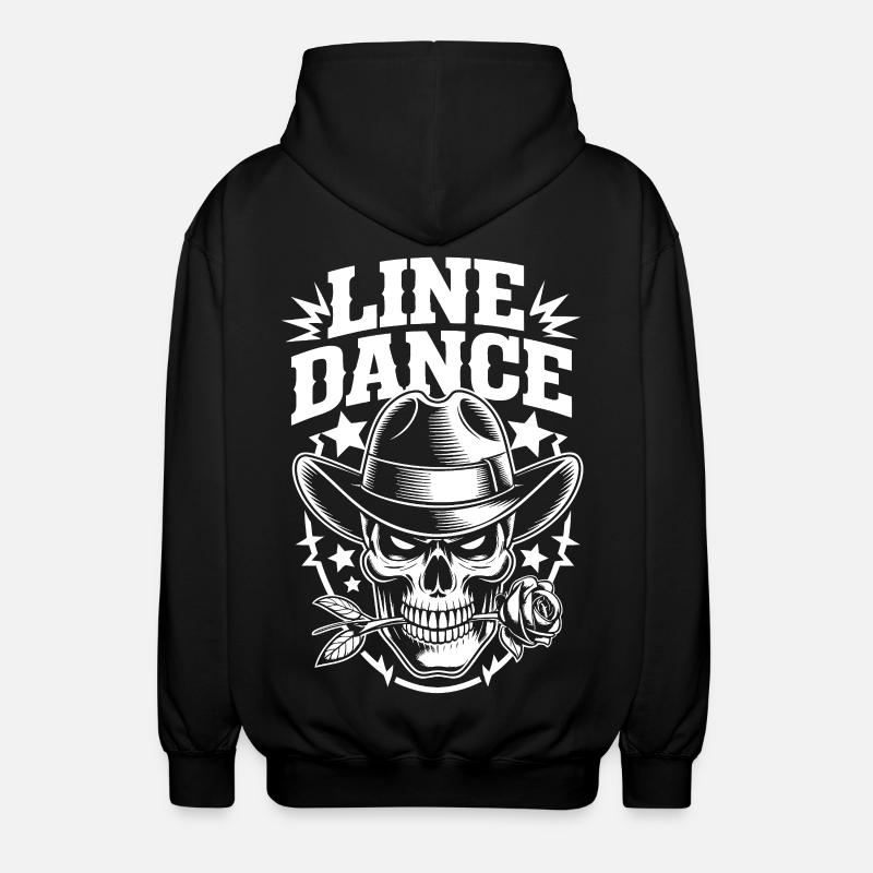 Line Dance Skull Cowboy - Unisex Hooded Jacket - black