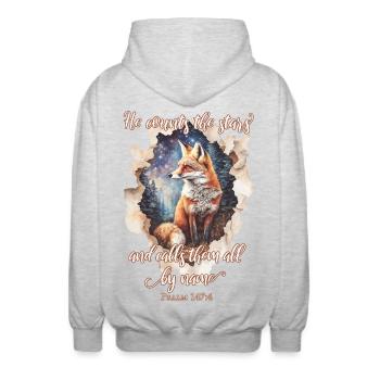 Bibelzitat Christlich - Unisex Kapuzenjacke - Hellgrau meliert - Hinten - AI Model Male 185 light (185cm)