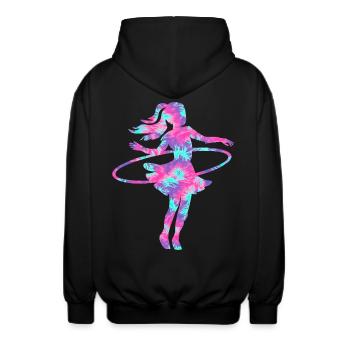 Dance Hoop Tie Dye Dancer Hoop - Unisex Hooded Jacket - black - Back - AI Model Male 185 light (185cm)