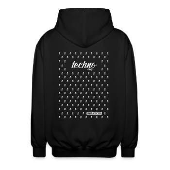 TECHNO ONLY SKULLS - Unisex Kapuzenjacke - Schwarz - Hinten - AI Model Male 185 light (185cm)