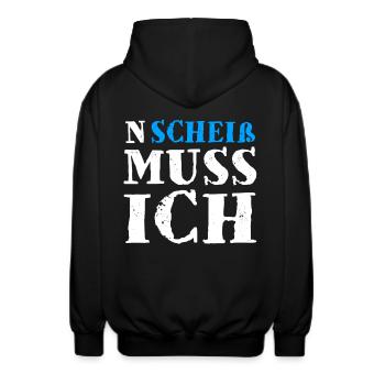 N Scheiß Muss Ich - Unisex Kapuzenjacke - Schwarz - Hinten - AI Model Male 185 light (185cm)