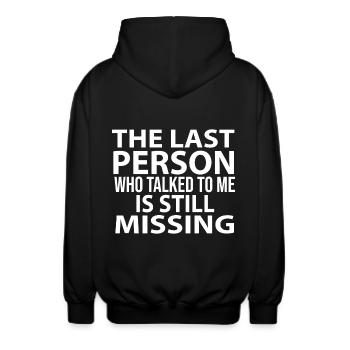 funny sayings - Unisex Hooded Jacket - black - Back - AI Model Male 185 light (185cm)