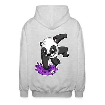 Panda Virus Combat - Veste à capuche unisexe - gris clair chiné - Dos - AI Model Male 185 light (185cm)