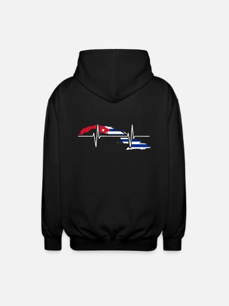 Cuba Heartbeat Flag Vintage Retro Cuba - Unisex-hettejakke - svart