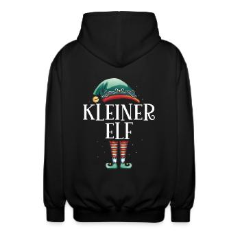 Weihnachten Partnerkostüm Kleiner Elf Elfe Elfen - Unisex Kapuzenjacke - Schwarz - Hinten - AI Model Male 185 light (185cm)