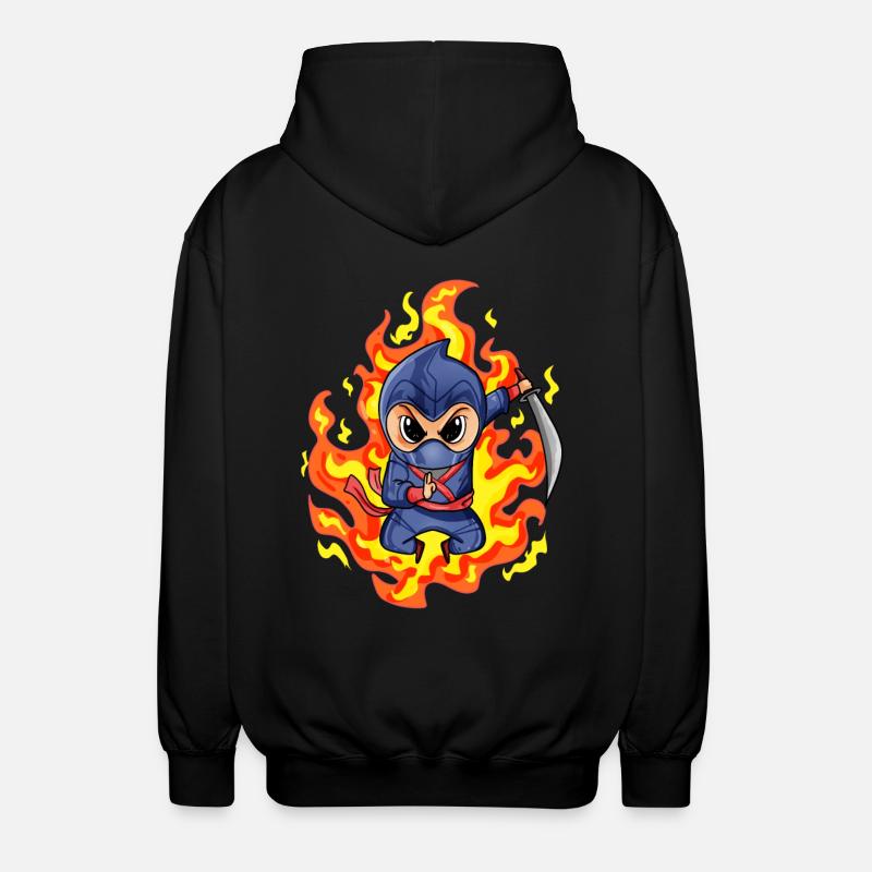Motif Ninja Rouge Feu - Veste à capuche unisexe - noir