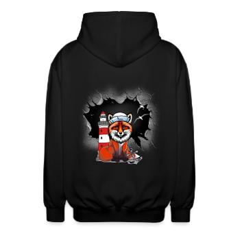 Seemann Fuchs Matrose maritim - Unisex Kapuzenjacke - Schwarz - Hinten - AI Model Male 185 light (185cm)
