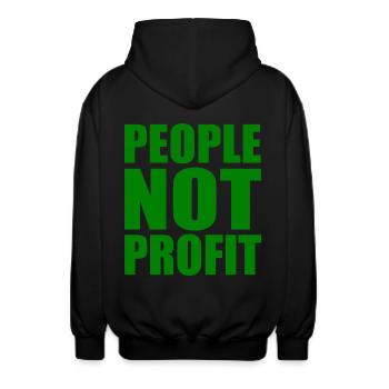 People not profit - Unisex Kapuzenjacke - Schwarz - Hinten - AI Model Male 185 light (185cm)