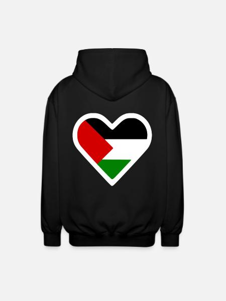 Free palestine heart - Unisex Hooded Jacket - black