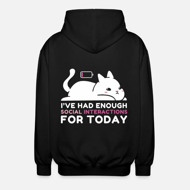 Enough Social Interactions - Unisex Hooded Jacket - black