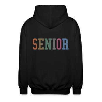 Senior - Student Class Retro Graduation Party Gift - Unisex Hooded Jacket - black - Back - AI Model Male 185 light (185cm)