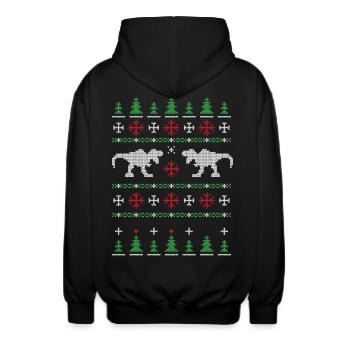 Dinosaurier Dino TRex Tyrannosaurus Weihnachten - Unisex Kapuzenjacke - Schwarz - Hinten - AI Model Male 185 light (185cm)
