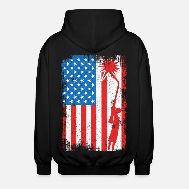 Drapeau de soudage des États-Unis - Veste à capuche unisexe - noir