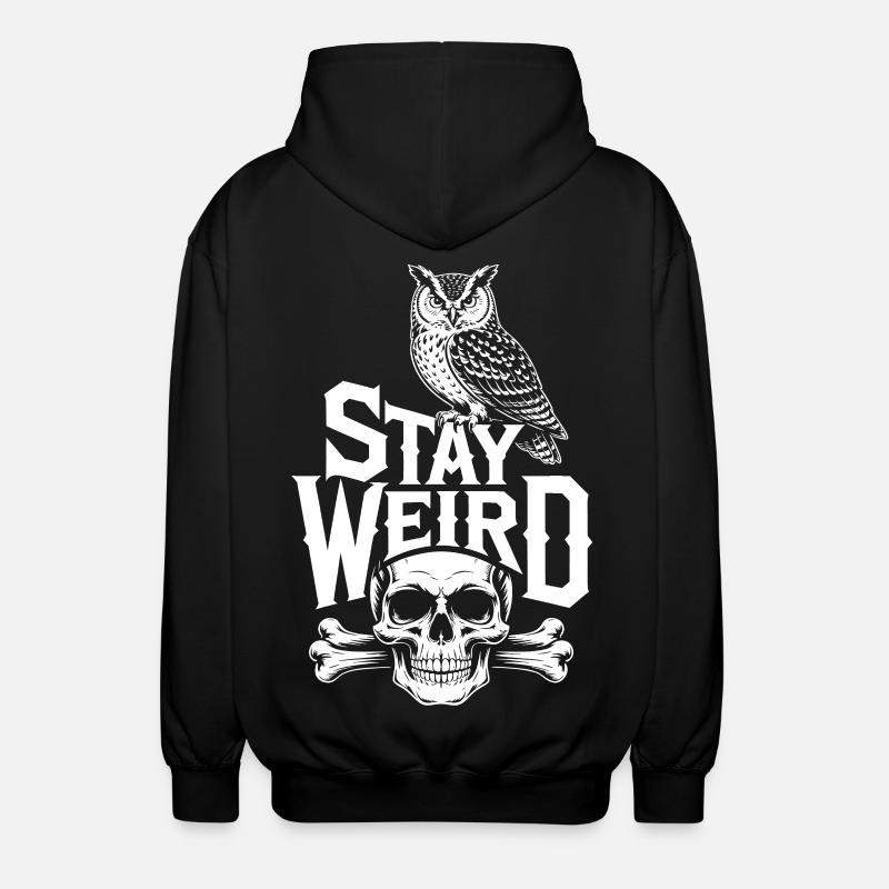 Stay Weird Owl Skull - Unisex Hooded Jacket - black
