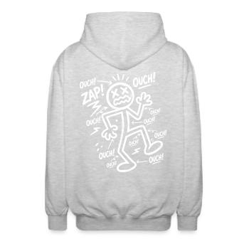 Electric Shock Humor | Funny Electrician Gift - Unisex Hooded Jacket - light heather grey - Back - AI Model Male 185 light (185cm)