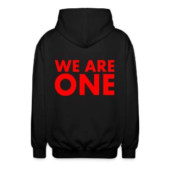 We are one - Unisex Kapuzenjacke - Schwarz - Hinten - AI Model Male 185 light (185cm)