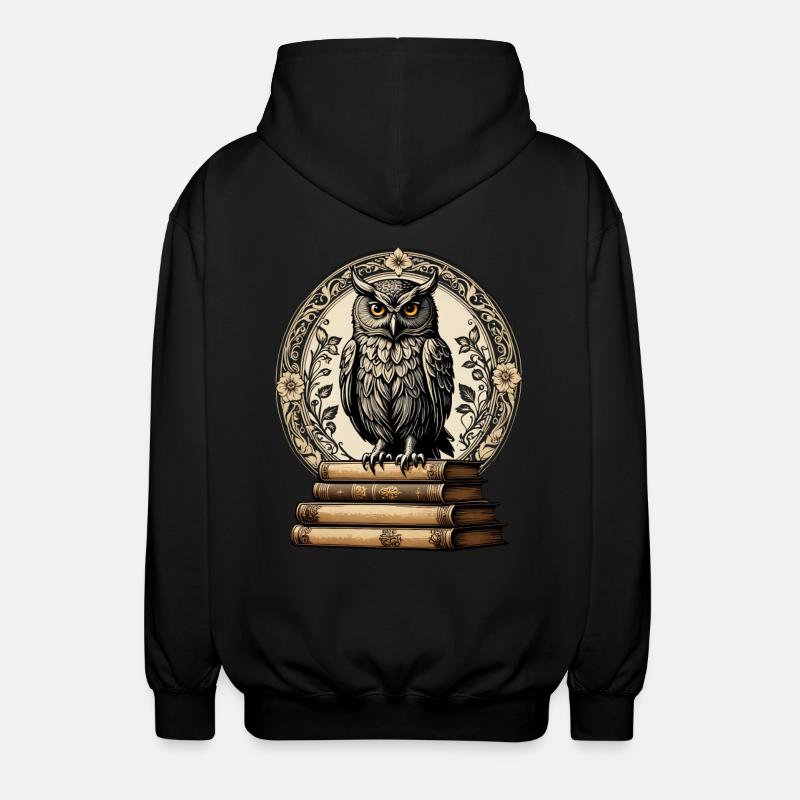 Büchereule - Unisex Kapuzenjacke - Schwarz