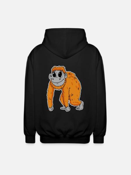 Orangutan Monkey - Unisex Hooded Jacket - black