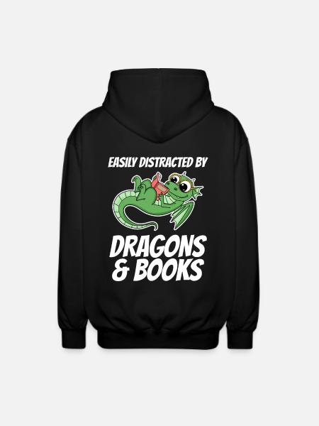 Book Books Dragon Dragon Gift - Unisex Hooded Jacket - black