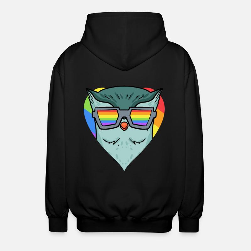 LGBT Tier Eule Regenbogen - Unisex Kapuzenjacke - Schwarz
