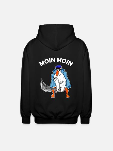 Möwe mit Schwert Moin Begrüßung - Unisex Kapuzenjacke - Schwarz
