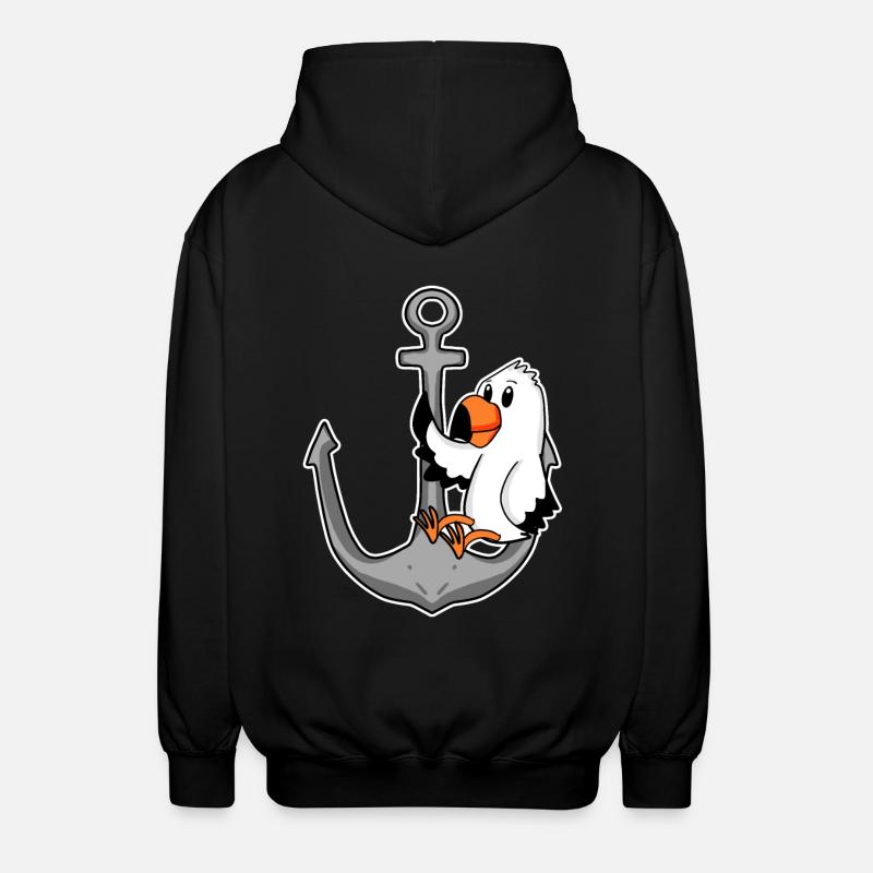 Ancre et mouette - Veste à capuche unisexe - noir