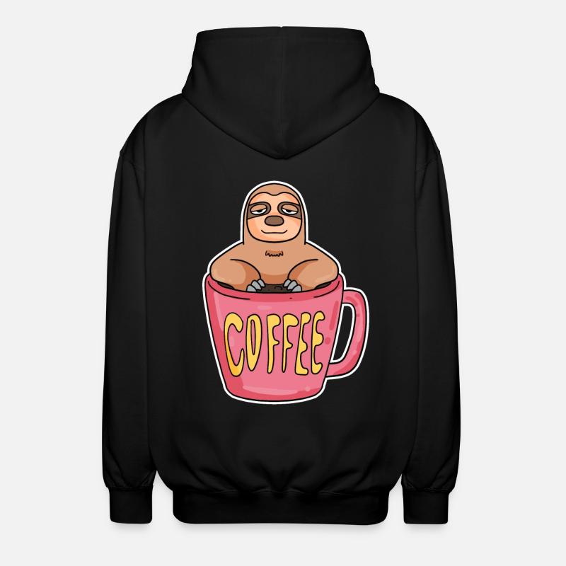 Coffee Sloth - Unisex Hooded Jacket - black